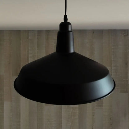 Retro Style Black Barn Pendant Light with Adjustable Cord - Metal Finish, 1-Light Hanging Fixture