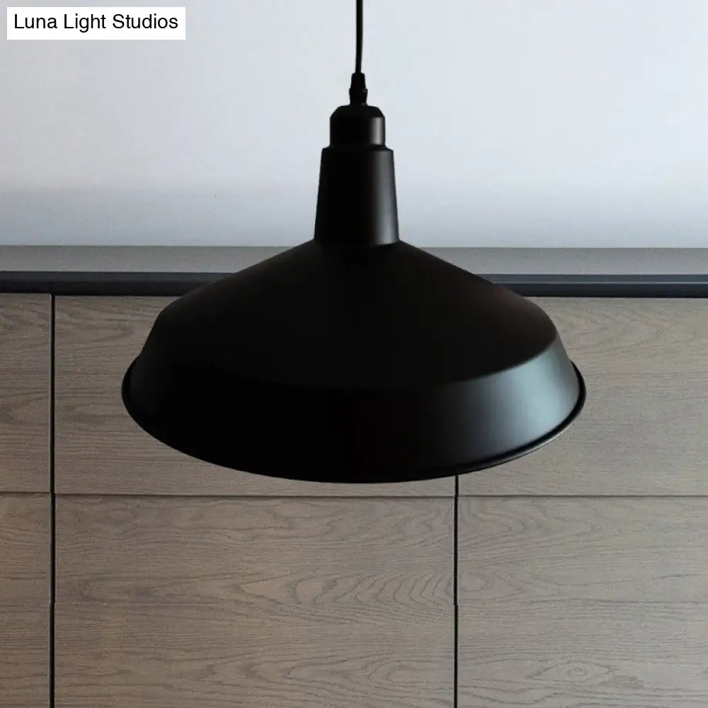 Retro Style Black Barn Pendant Light with Adjustable Cord - Metal Finish, 1-Light Hanging Fixture