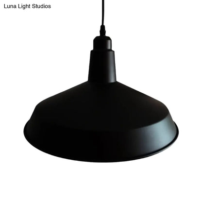 Retro Style Black Barn Pendant Light with Adjustable Cord - Metal Finish, 1-Light Hanging Fixture