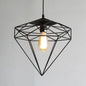 Retro Style Black Iron Gemstone Frame Pendant Ceiling Light for Restaurants - 1 Head Suspension Lighting