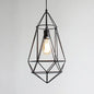 Retro Style Black Iron Gemstone Frame Pendant Ceiling Light for Restaurants - 1 Head Suspension Lighting