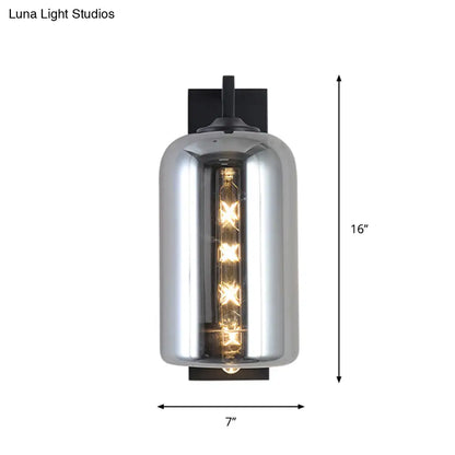 DecorBites™ DecorBites™ Retro Style Black Mason Jar Wall Sconce - Closed Glass Wall Light with Arm