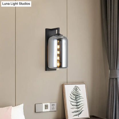 DecorBites™ DecorBites™ Retro Style Black Mason Jar Wall Sconce - Closed Glass Wall Light with Arm