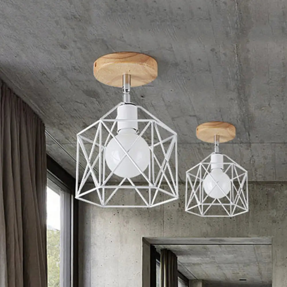 DecorBites™ DecorBites™ Retro Style Black/White Ceiling Light with Rotatable Semi Flush Mount