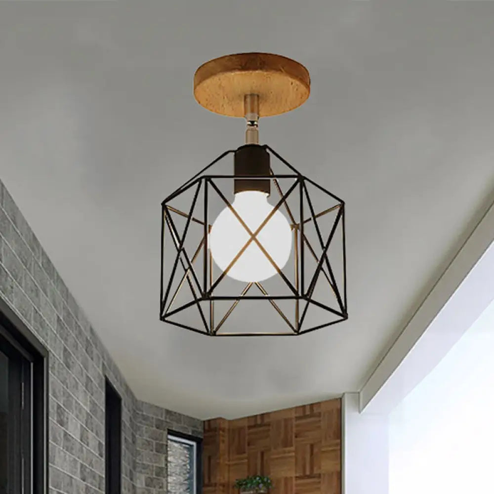 DecorBites™ DecorBites™ Retro Style Black/White Ceiling Light with Rotatable Semi Flush Mount