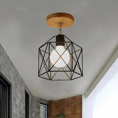 DecorBites™ DecorBites™ Retro Style Black/White Ceiling Light with Rotatable Semi Flush Mount