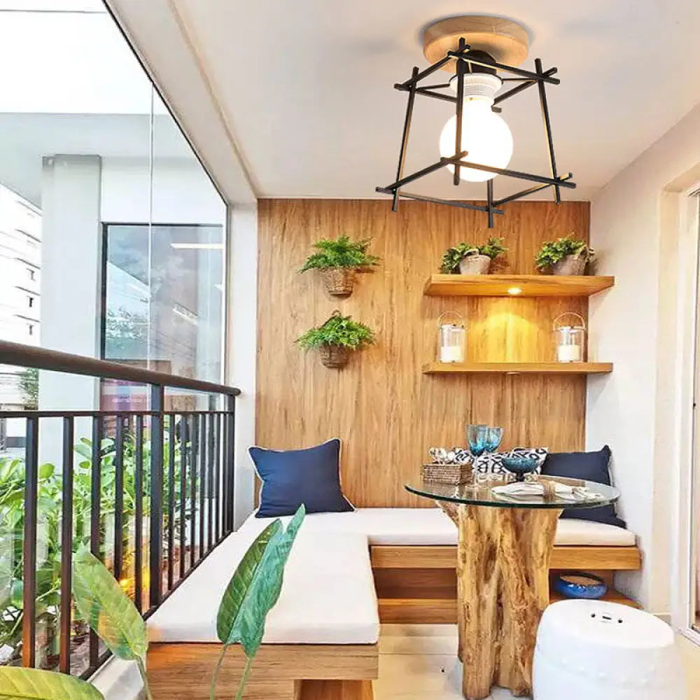 DecorBites™ DecorBites™ Retro Style Black/White Ceiling Light with Rotatable Semi Flush Mount