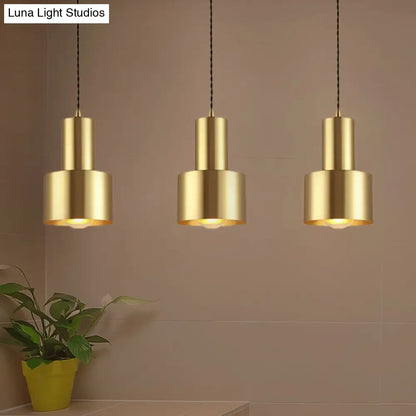 Retro Style Brass Drum Pendant Light - Metal Ceiling Lamp for Living Room