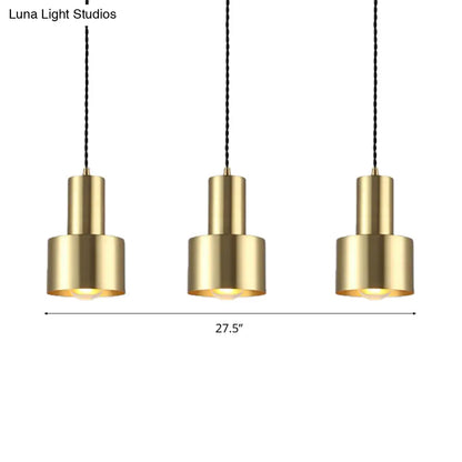 Retro Style Brass Drum Pendant Light - Metal Ceiling Lamp for Living Room