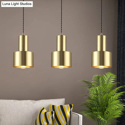 Retro Style Brass Drum Pendant Light - Metal Ceiling Lamp for Living Room