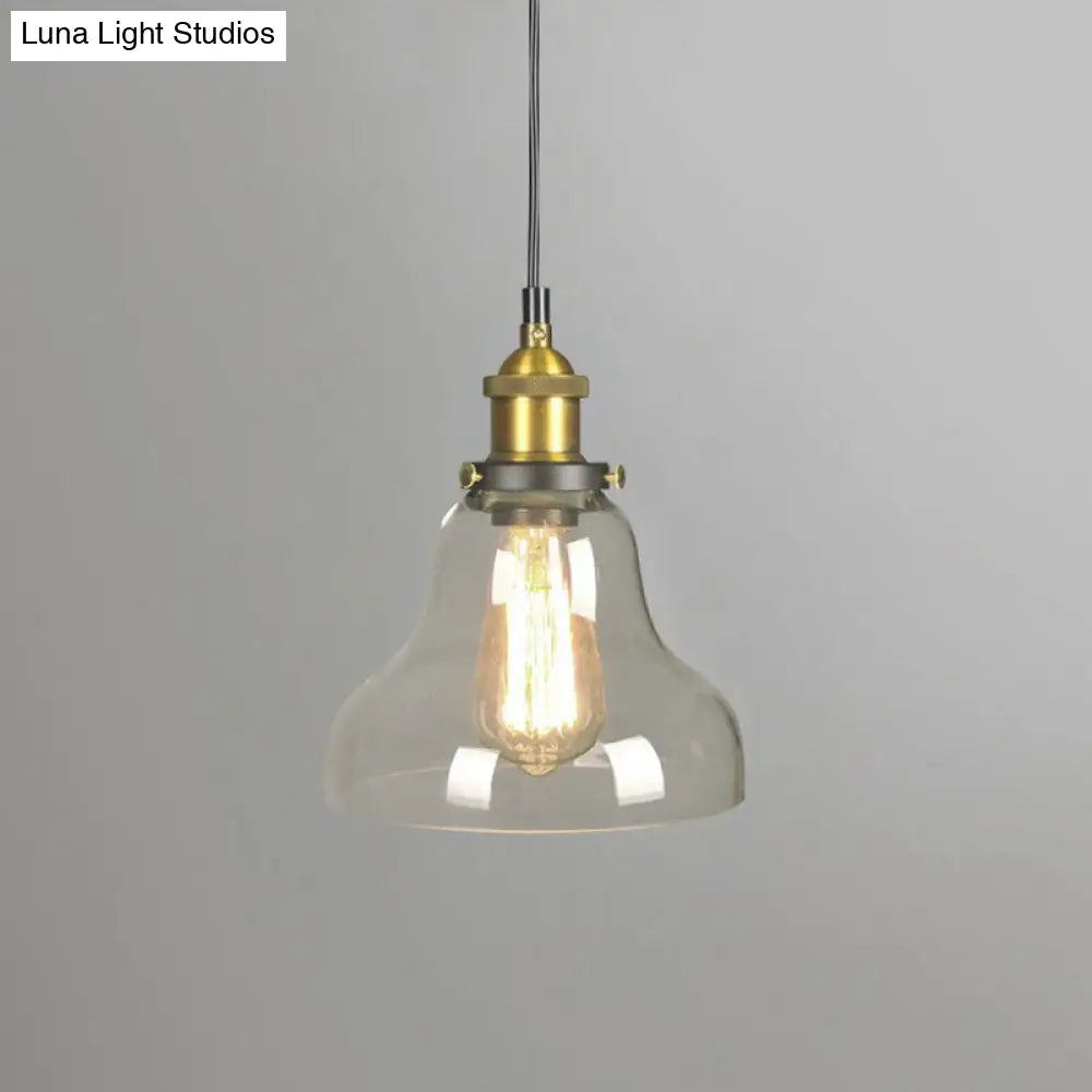 Retro Style Clear Glass Pendant Light Fixture - 1-Light Suspension with Pot Lid Design