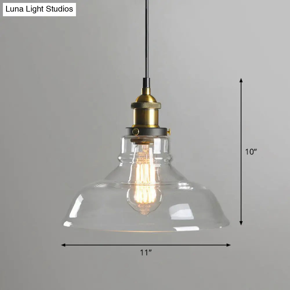 Retro Style Clear Glass Pendant Light Fixture - 1-Light Suspension with Pot Lid Design