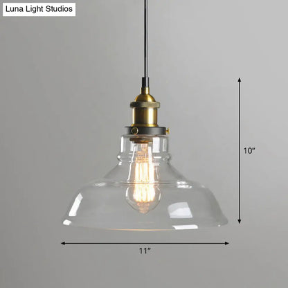 Retro Style Clear Glass Pendant Light Fixture - 1-Light Suspension with Pot Lid Design