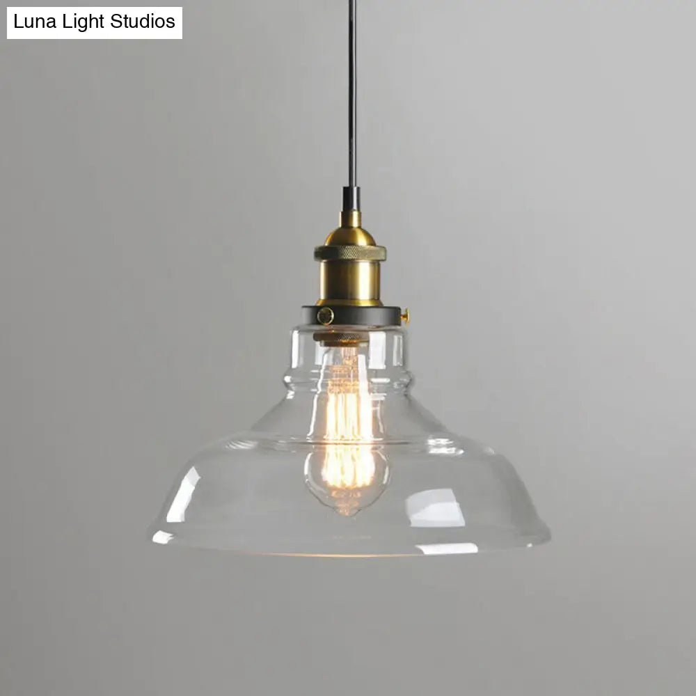 Retro Style Clear Glass Pendant Light Fixture - 1-Light Suspension with Pot Lid Design