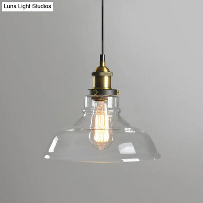 Retro Style Clear Glass Pendant Light Fixture - 1-Light Suspension with Pot Lid Design