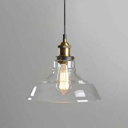 Retro Style Clear Glass Pendant Light Fixture - 1-Light Suspension with Pot Lid Design