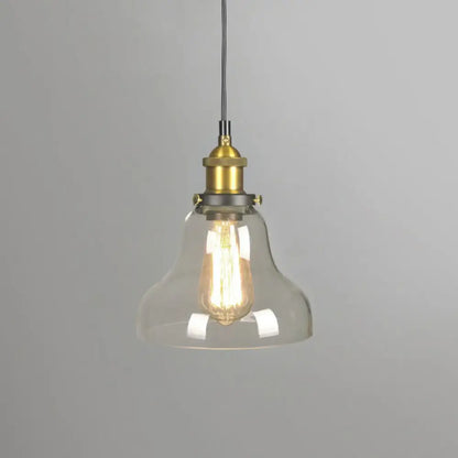 Retro Style Clear Glass Pendant Light Fixture - 1-Light Suspension with Pot Lid Design