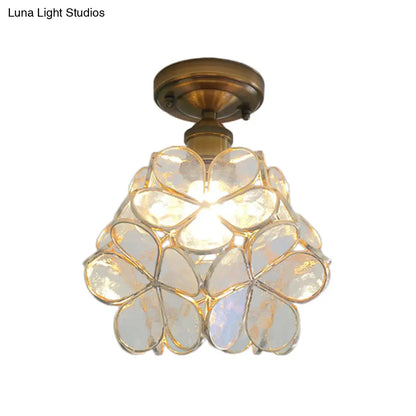 DecorBites™ DecorBites™ Retro Style Floral Stained Glass Ceiling Light with Pink/Blue/Green/Clear Shades for Hallway Flushmount