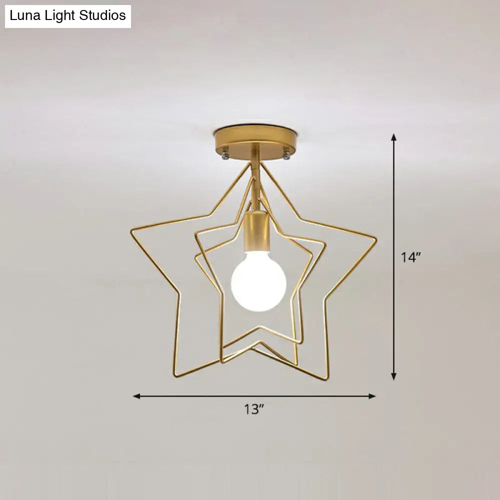 DecorBites™ DecorBites™ Retro Style Geometric Iron Semi Flush Mount Lighting for Corridor