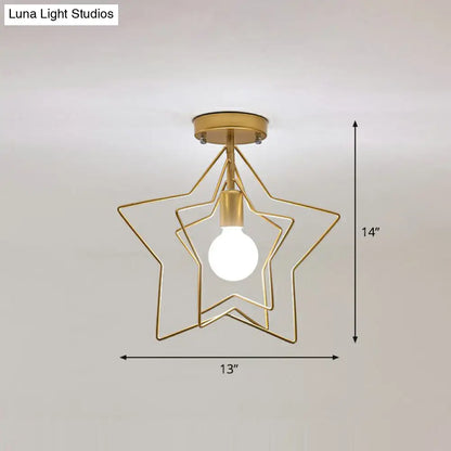 DecorBites™ DecorBites™ Retro Style Geometric Iron Semi Flush Mount Lighting for Corridor