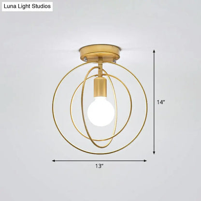 DecorBites™ DecorBites™ Retro Style Geometric Iron Semi Flush Mount Lighting for Corridor