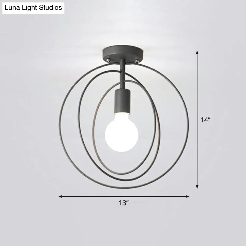 DecorBites™ DecorBites™ Retro Style Geometric Iron Semi Flush Mount Lighting for Corridor