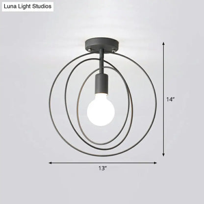 DecorBites™ DecorBites™ Retro Style Geometric Iron Semi Flush Mount Lighting for Corridor