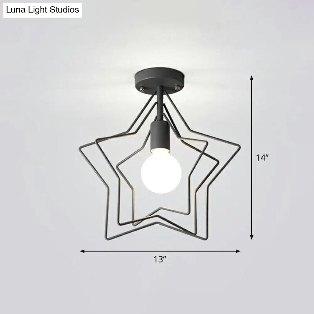 DecorBites™ DecorBites™ Retro Style Geometric Iron Semi Flush Mount Lighting for Corridor