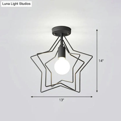DecorBites™ DecorBites™ Retro Style Geometric Iron Semi Flush Mount Lighting for Corridor