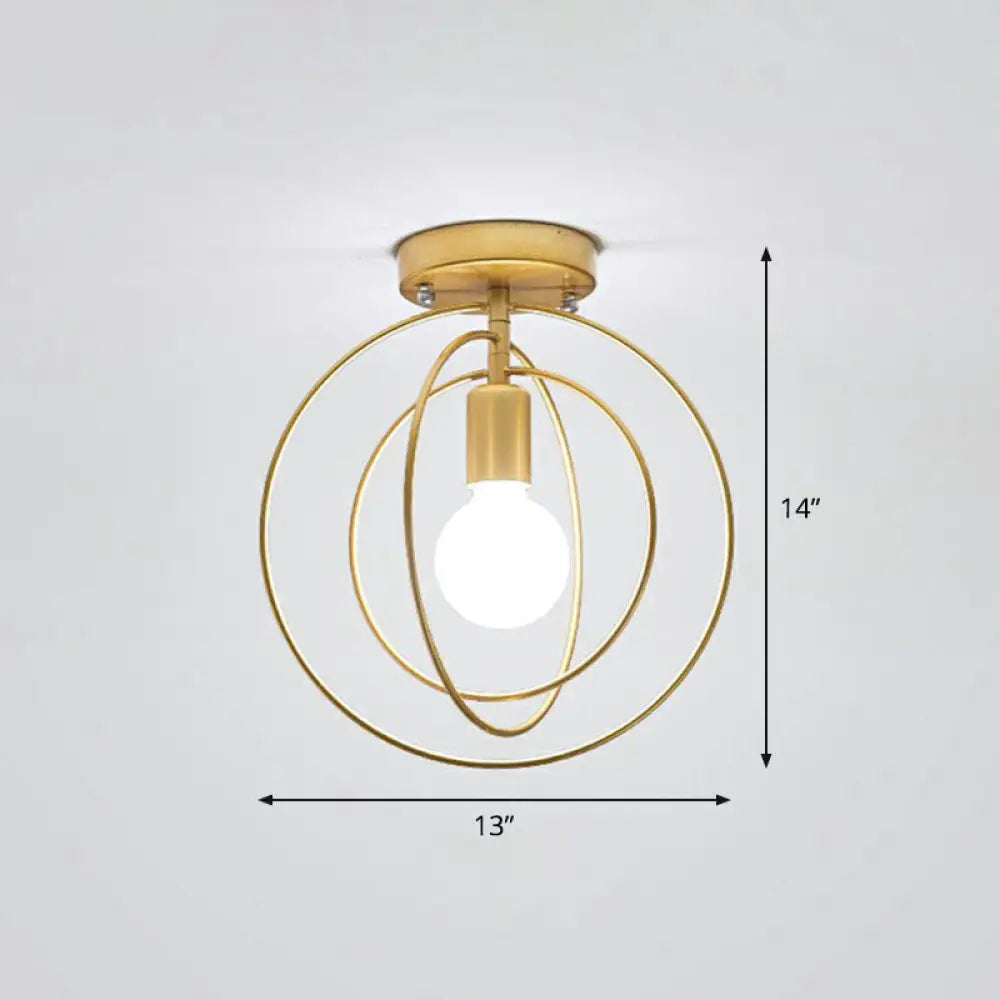 DecorBites™ DecorBites™ Retro Style Geometric Iron Semi Flush Mount Lighting for Corridor