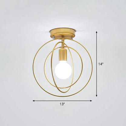 DecorBites™ DecorBites™ Retro Style Geometric Iron Semi Flush Mount Lighting for Corridor