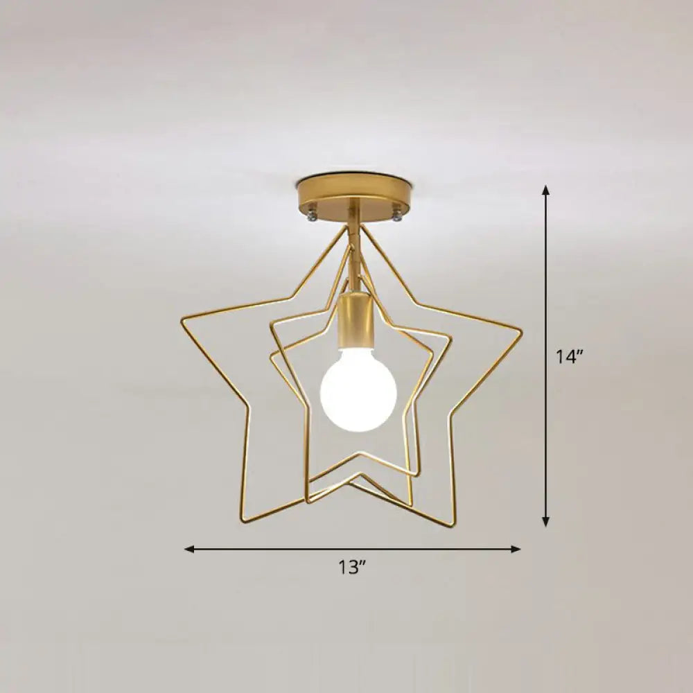DecorBites™ DecorBites™ Retro Style Geometric Iron Semi Flush Mount Lighting for Corridor