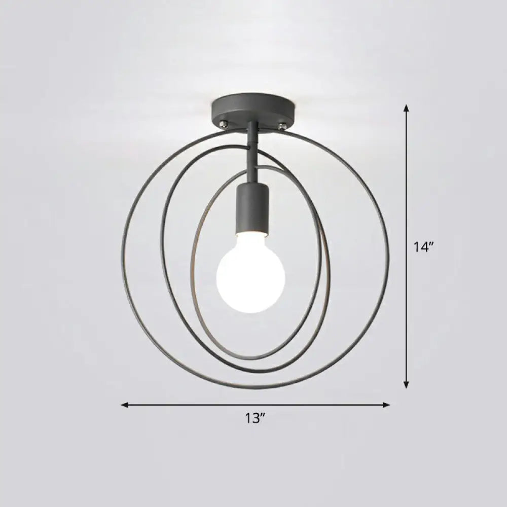 DecorBites™ DecorBites™ Retro Style Geometric Iron Semi Flush Mount Lighting for Corridor