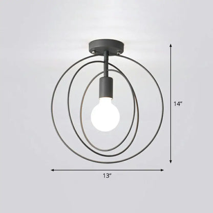 DecorBites™ DecorBites™ Retro Style Geometric Iron Semi Flush Mount Lighting for Corridor