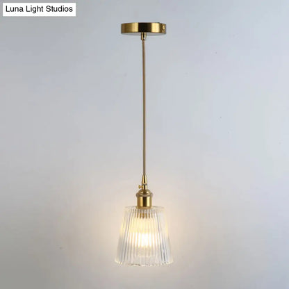 Retro Style Glass Pendant Ceiling Light - Gold Shaded Suspension Lighting for Restaurants