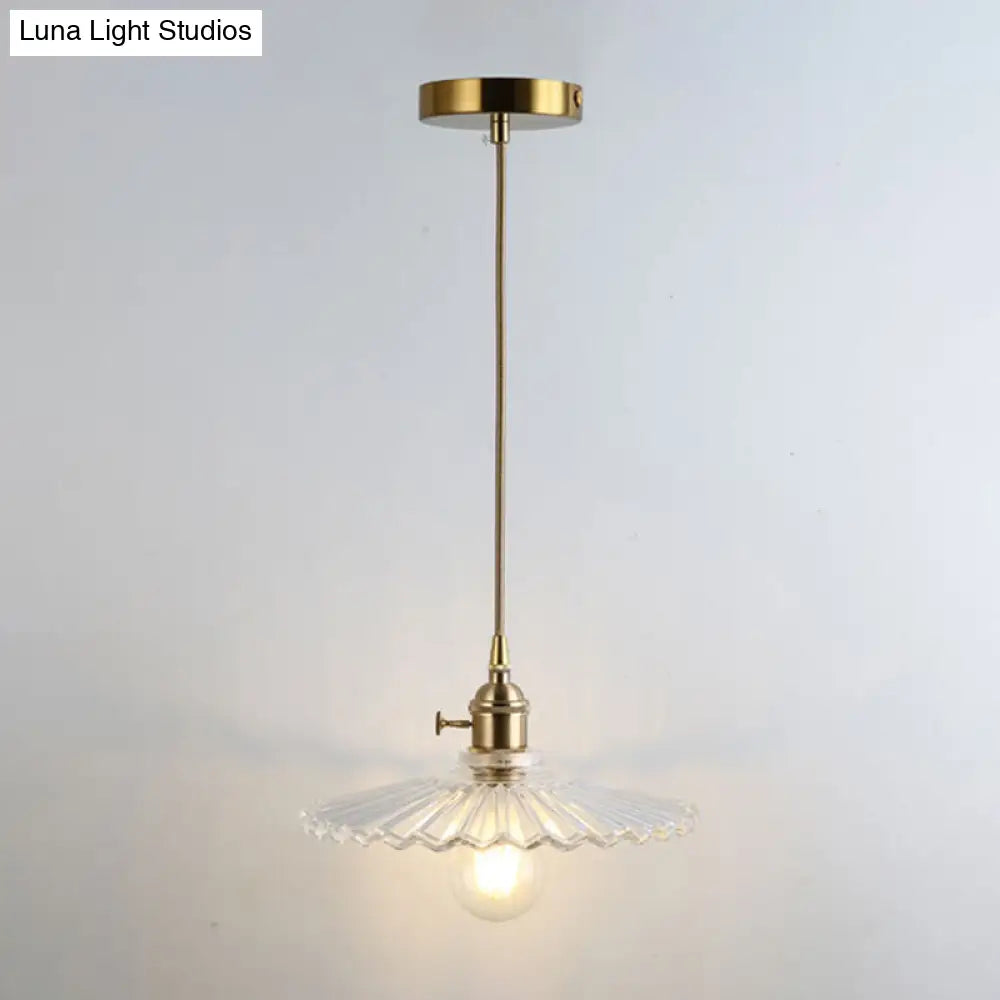 Retro Style Glass Pendant Ceiling Light - Gold Shaded Suspension Lighting for Restaurants