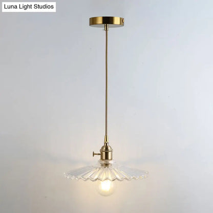 Retro Style Glass Pendant Ceiling Light - Gold Shaded Suspension Lighting for Restaurants