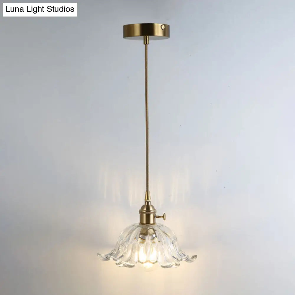 Retro Style Glass Pendant Ceiling Light - Gold Shaded Suspension Lighting for Restaurants