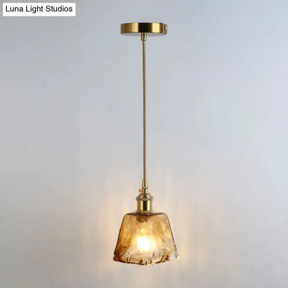 Retro Style Glass Pendant Ceiling Light - Gold Shaded Suspension Lighting for Restaurants