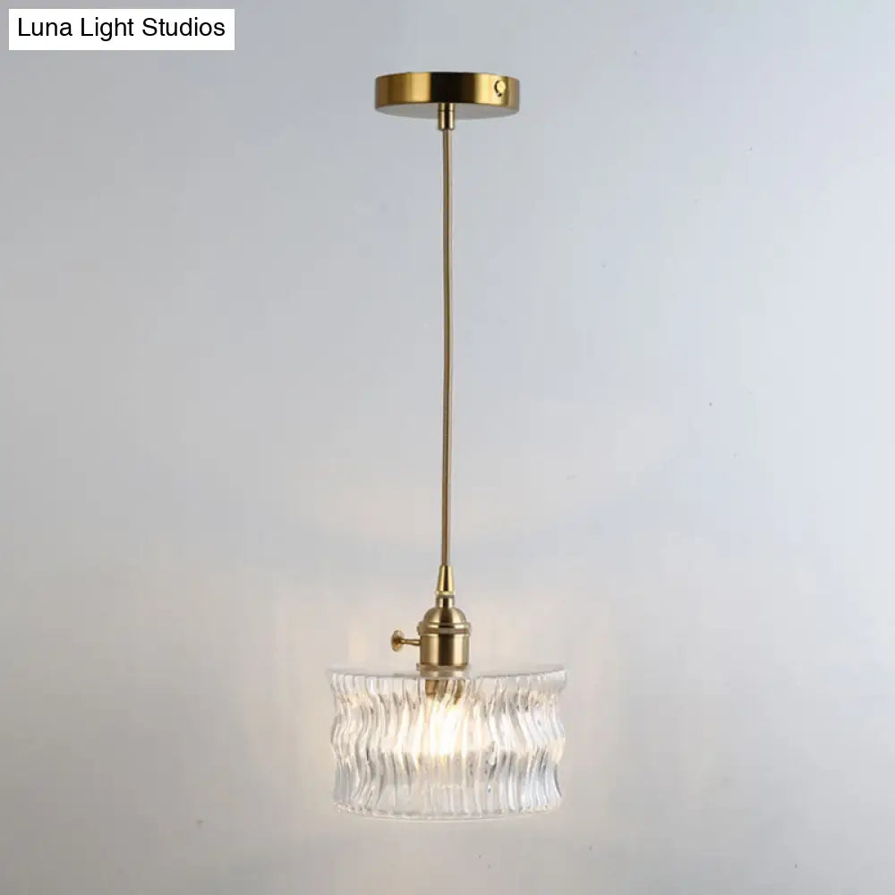 Retro Style Glass Pendant Ceiling Light - Gold Shaded Suspension Lighting for Restaurants