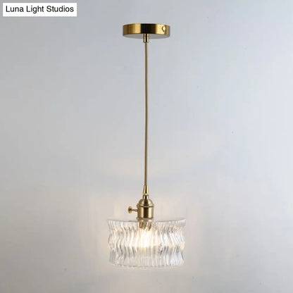 Retro Style Glass Pendant Ceiling Light - Gold Shaded Suspension Lighting for Restaurants