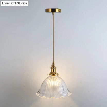 Retro Style Glass Pendant Ceiling Light - Gold Shaded Suspension Lighting for Restaurants