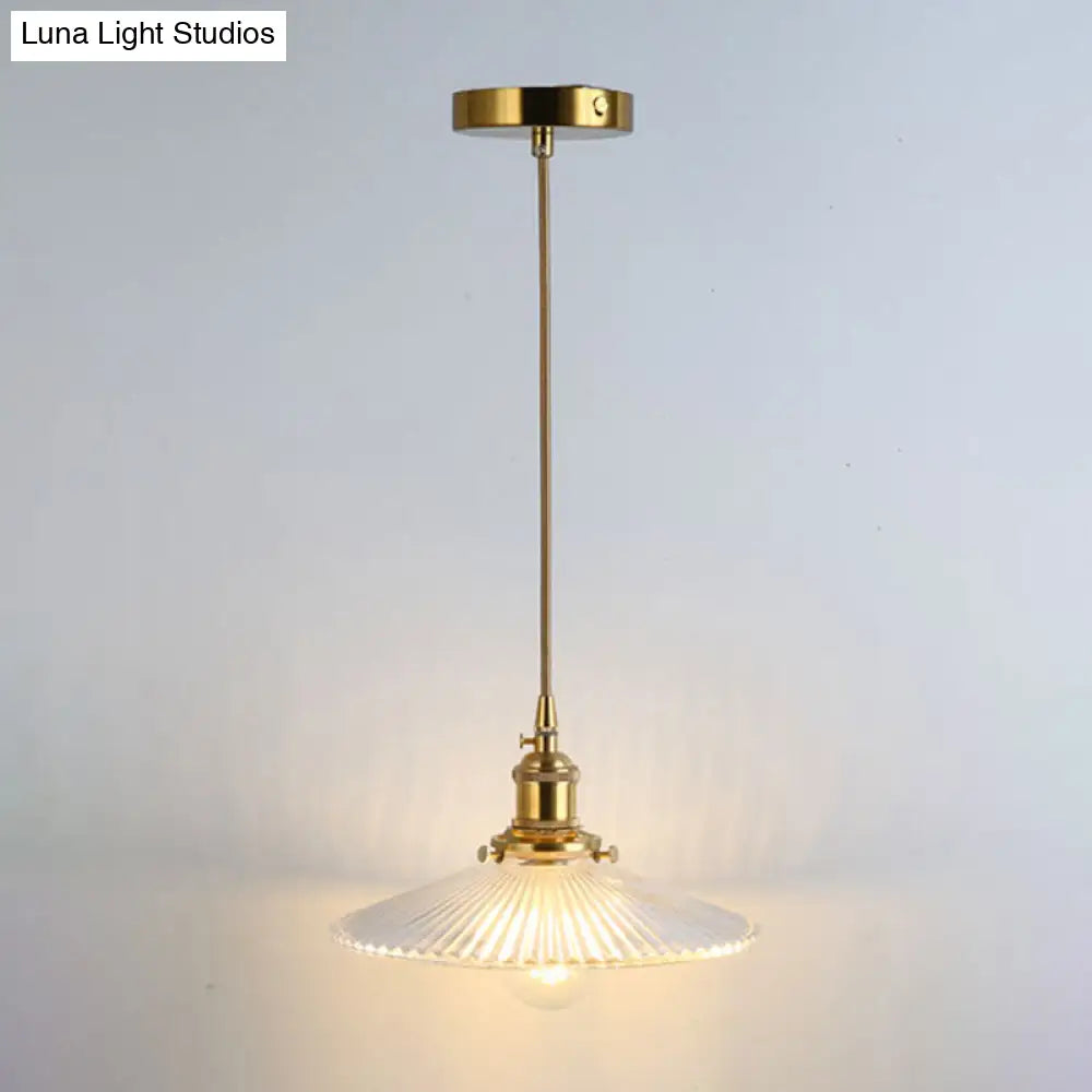 Retro Style Glass Pendant Ceiling Light - Gold Shaded Suspension Lighting for Restaurants