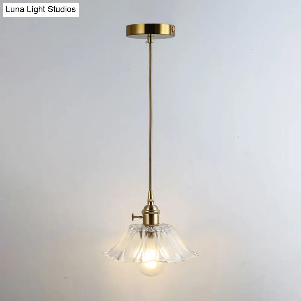 Retro Style Glass Pendant Ceiling Light - Gold Shaded Suspension Lighting for Restaurants