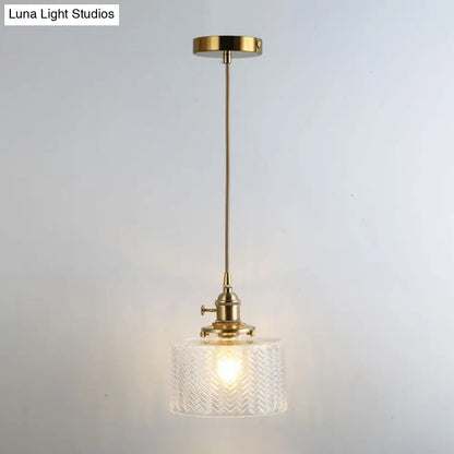 Retro Style Glass Pendant Ceiling Light - Gold Shaded Suspension Lighting for Restaurants