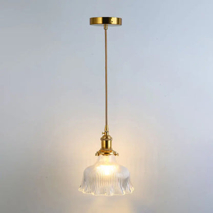 Retro Style Glass Pendant Ceiling Light - Gold Shaded Suspension Lighting for Restaurants