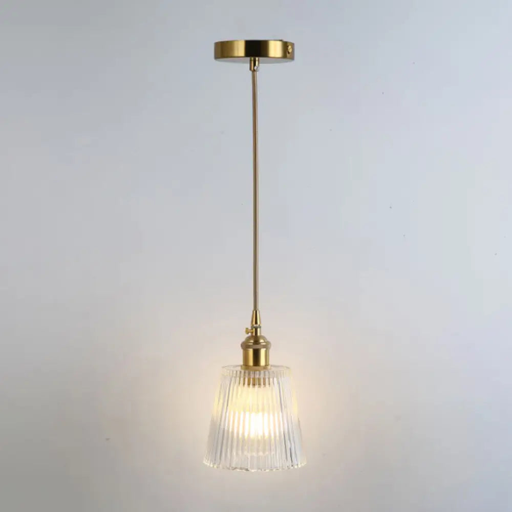 Retro Style Glass Pendant Ceiling Light - Gold Shaded Suspension Lighting for Restaurants