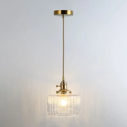 Retro Style Glass Pendant Ceiling Light - Gold Shaded Suspension Lighting for Restaurants