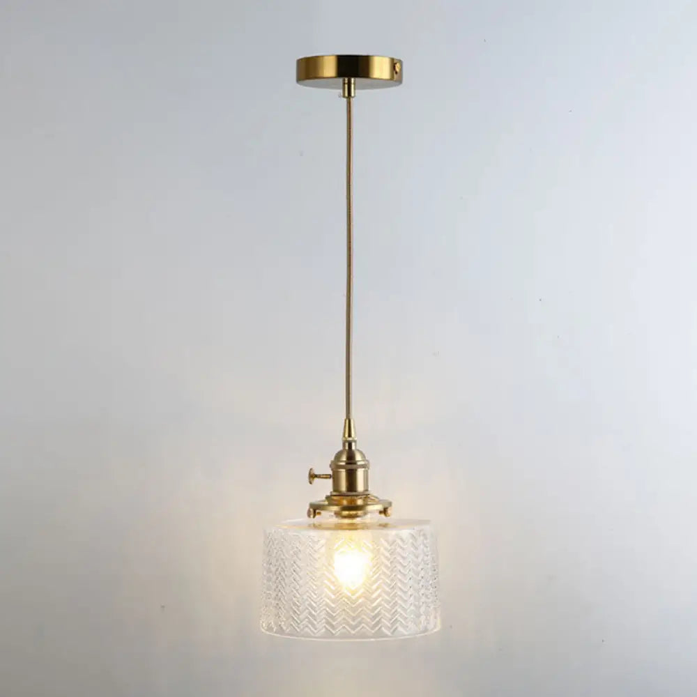 Retro Style Glass Pendant Ceiling Light - Gold Shaded Suspension Lighting for Restaurants