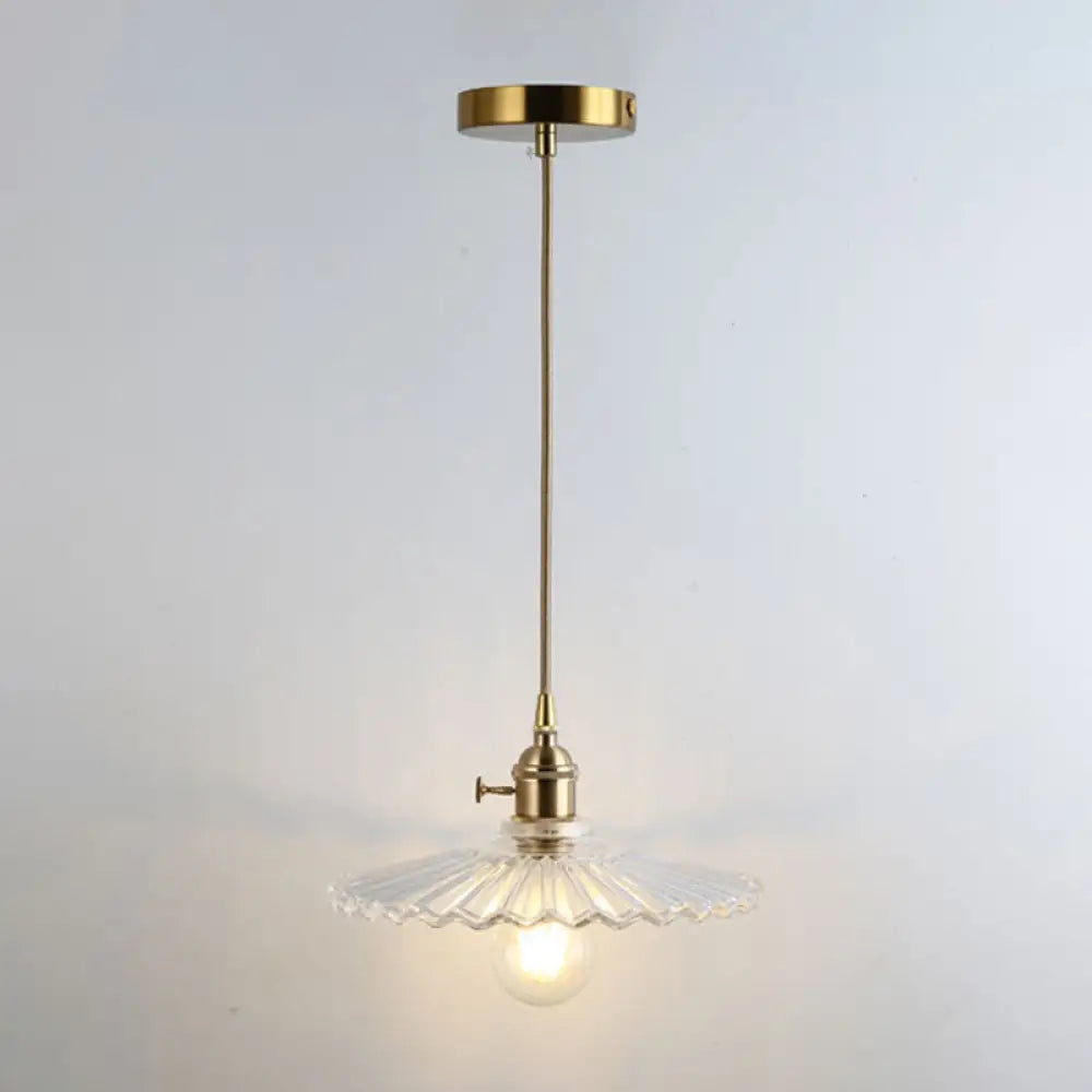 Retro Style Glass Pendant Ceiling Light - Gold Shaded Suspension Lighting for Restaurants